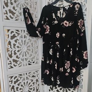 Love, Fire Black Floral Dress